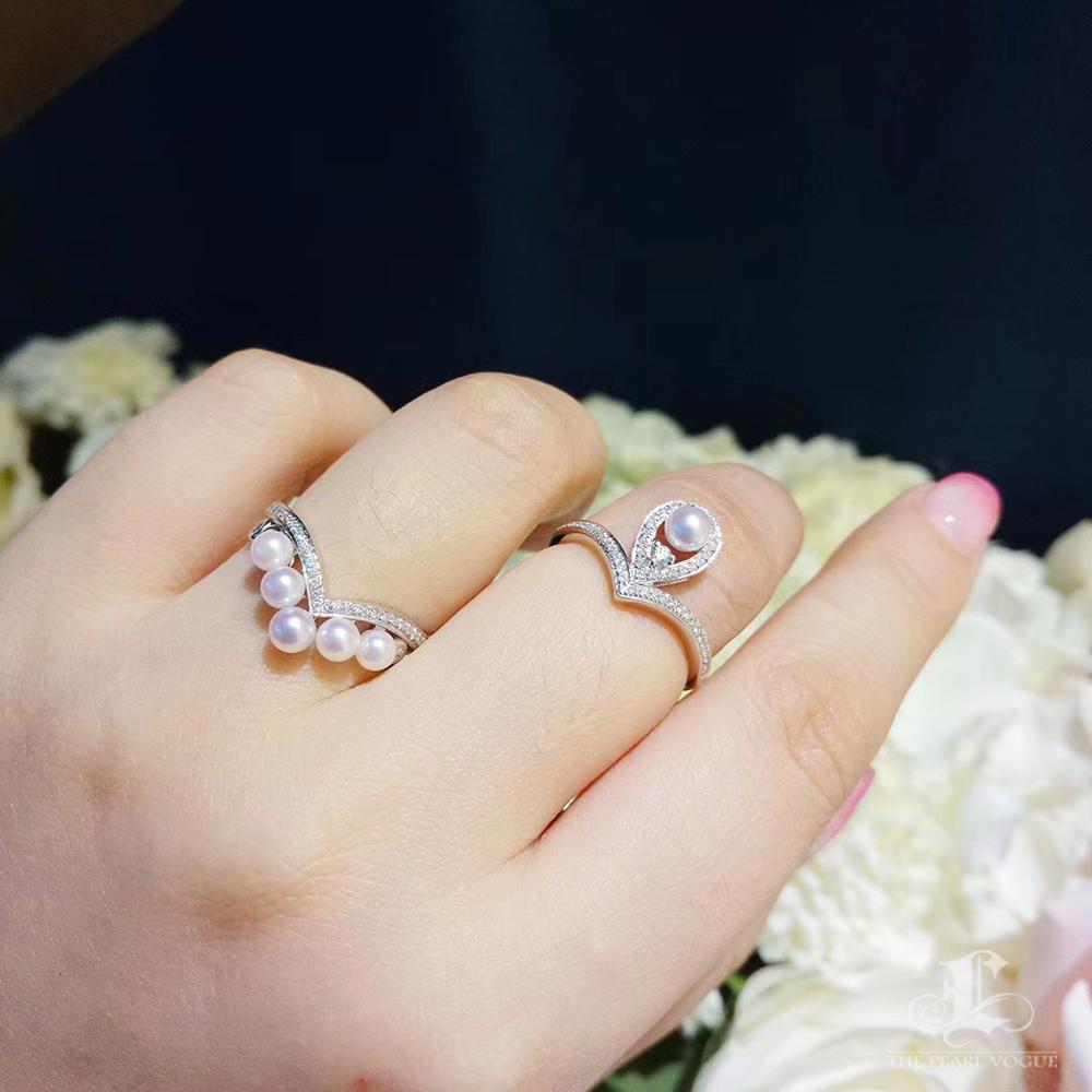 Anello impilabile con perle Akoya e diamanti trasformabili In condizioni Nuovo in vendita a New York, NY