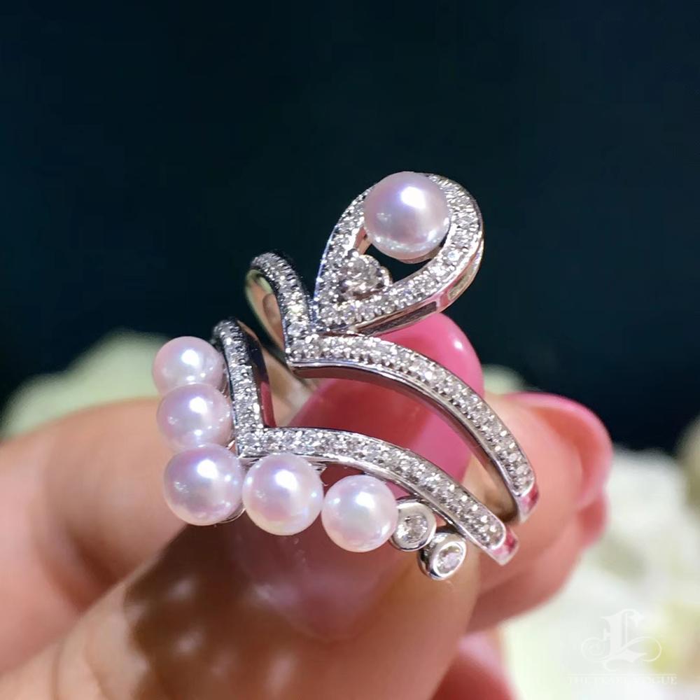 Anello impilabile con perle Akoya e diamanti trasformabili in vendita 1