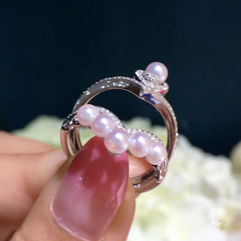 Anello impilabile con perle Akoya e diamanti trasformabili in vendita 2