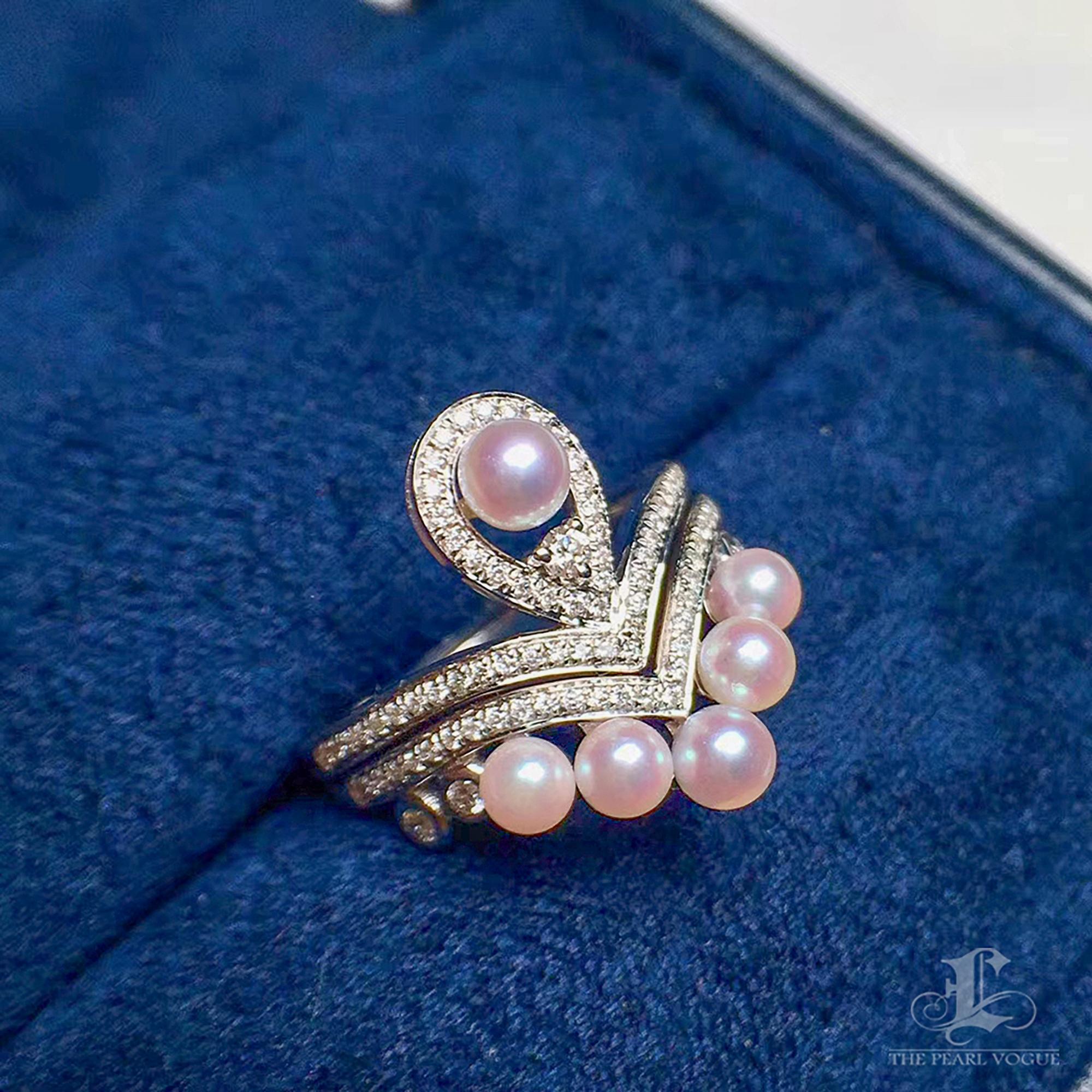 Anello impilabile con perle Akoya e diamanti trasformabili in vendita 4