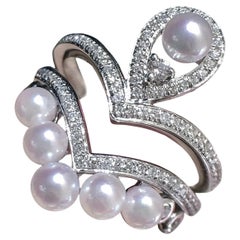 Anello impilabile con perle Akoya e diamanti trasformabili