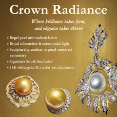 【Crown Radiance】Moonhalo Aurora Mabe Pearl & Diamond Stud Earrings