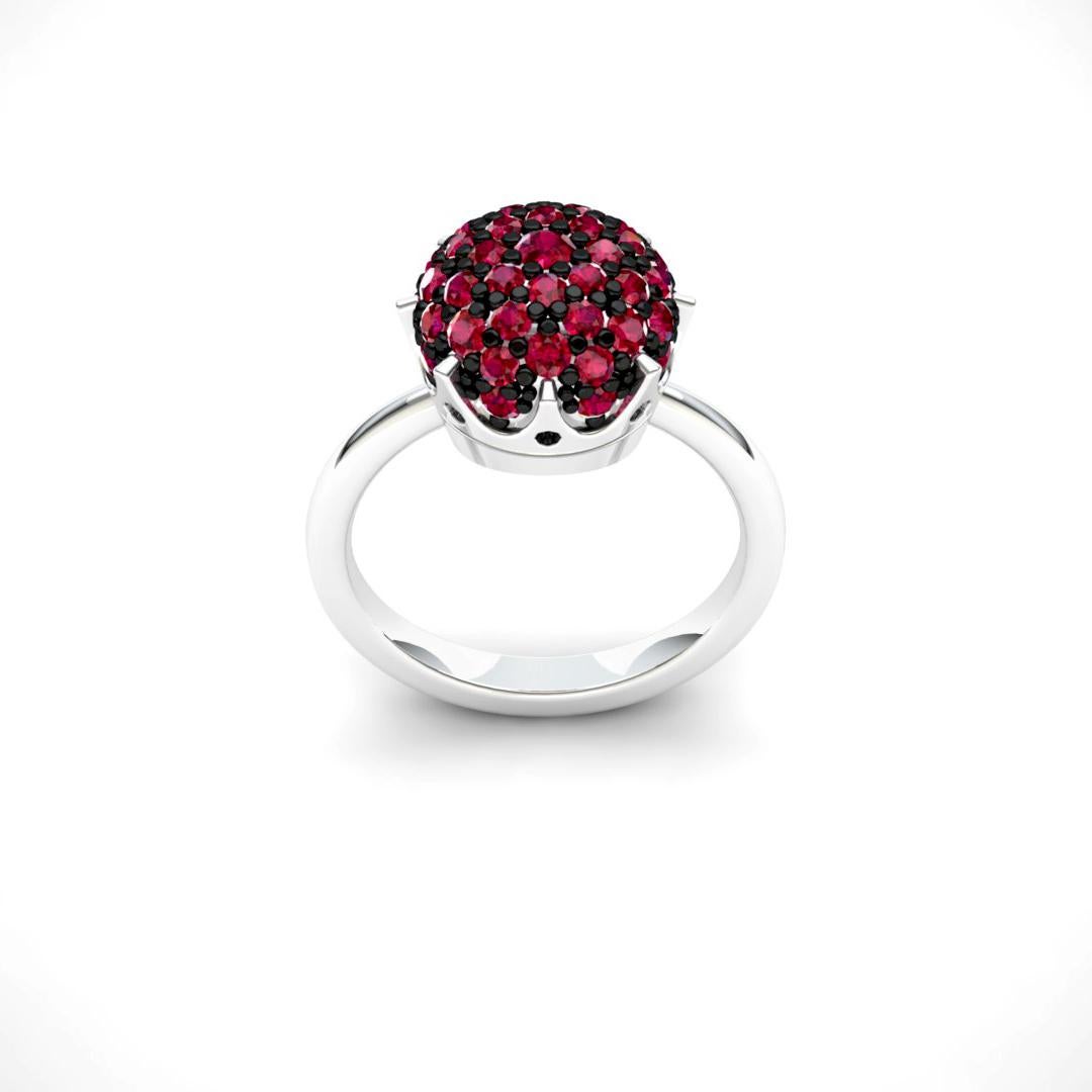 Corona Rubí Elegante Anillo de Oro Blanco de 18K para Ella para Él en Nuevo estado para la venta en Genève, GE