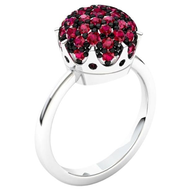 Crown Ruby Elegant White 18K Gold Ring for Her for Him For Sale