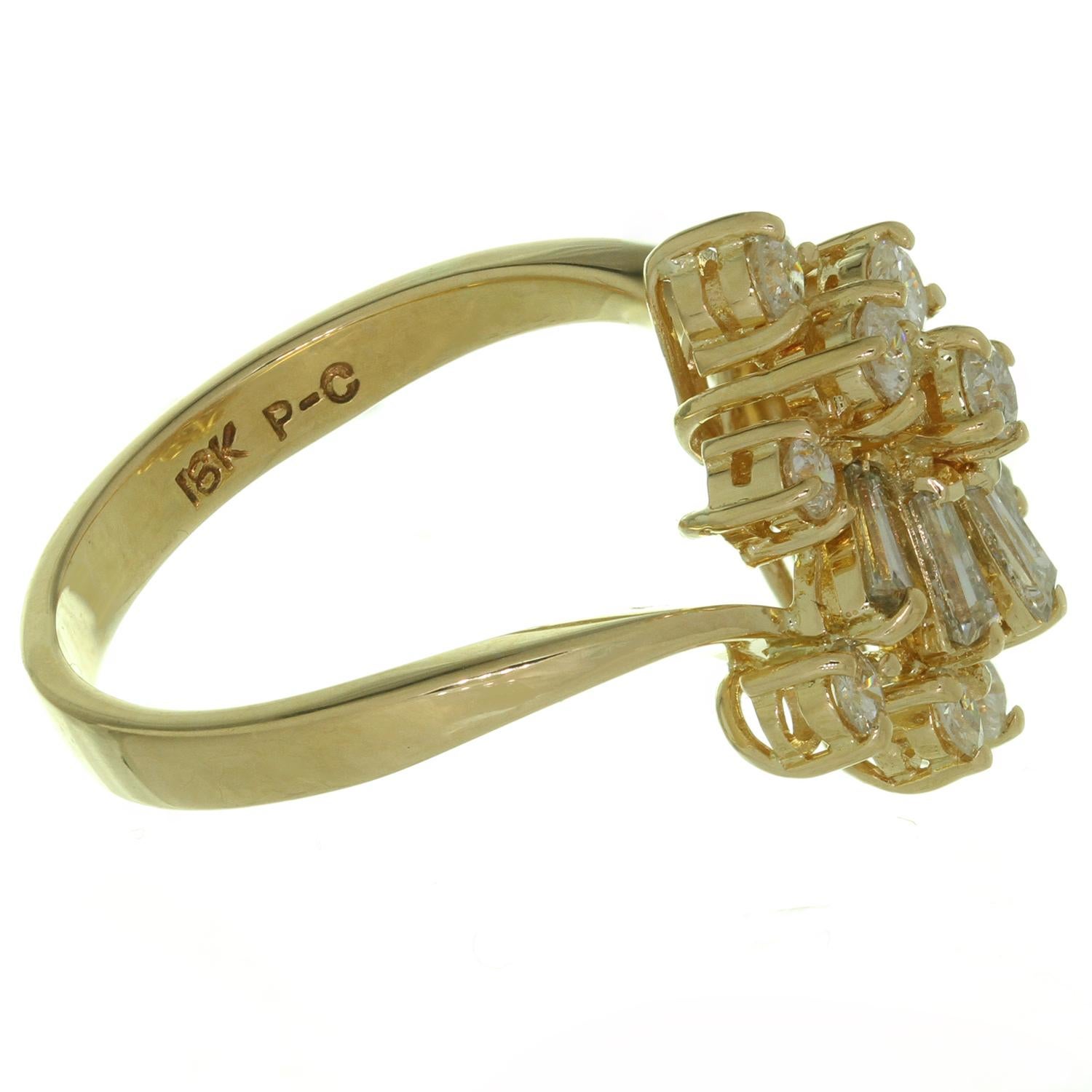 Women's Crown-Shape Diamond Yellow Gold Estate Ring For Sale