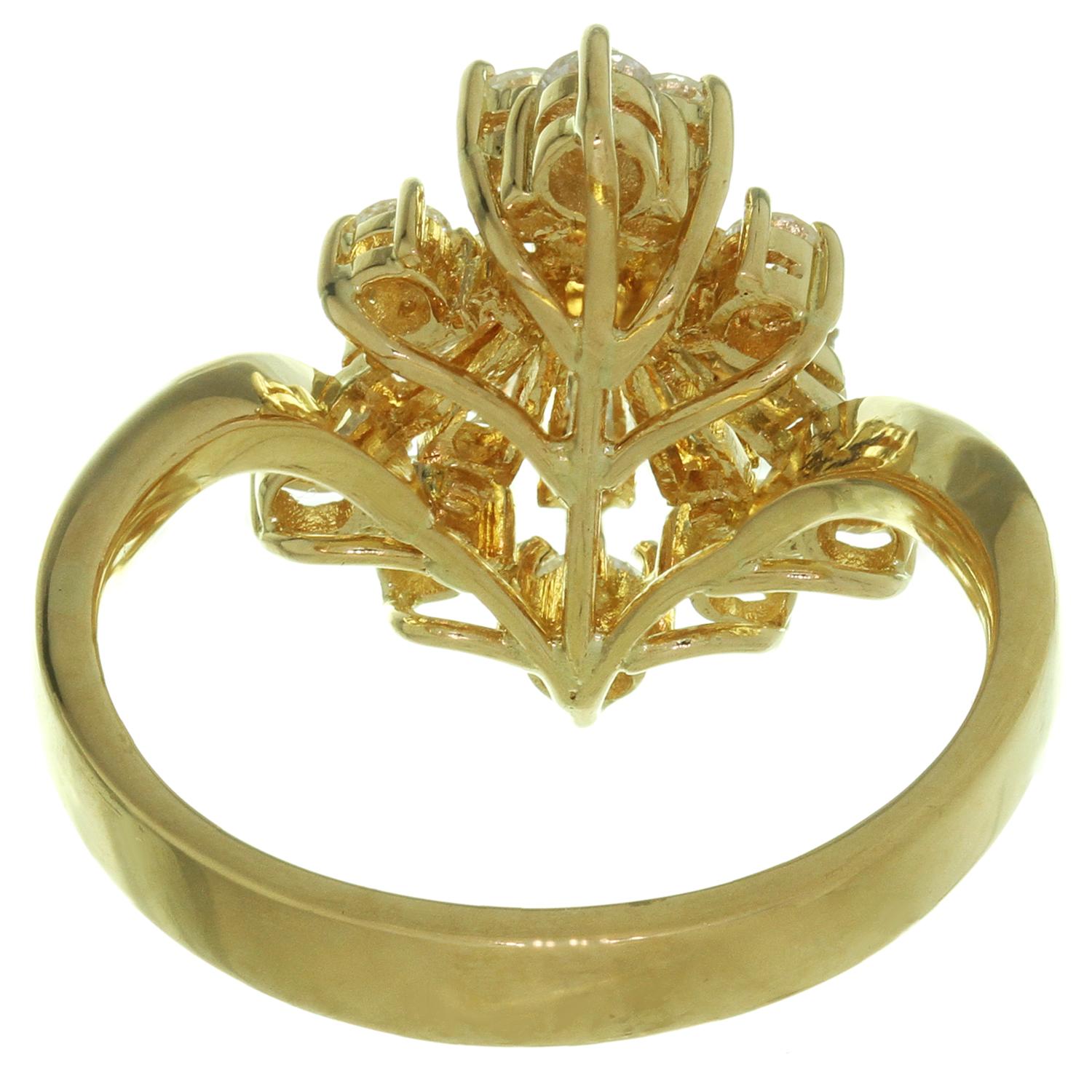 Crown-Shape Diamond Yellow Gold Estate Ring For Sale 1