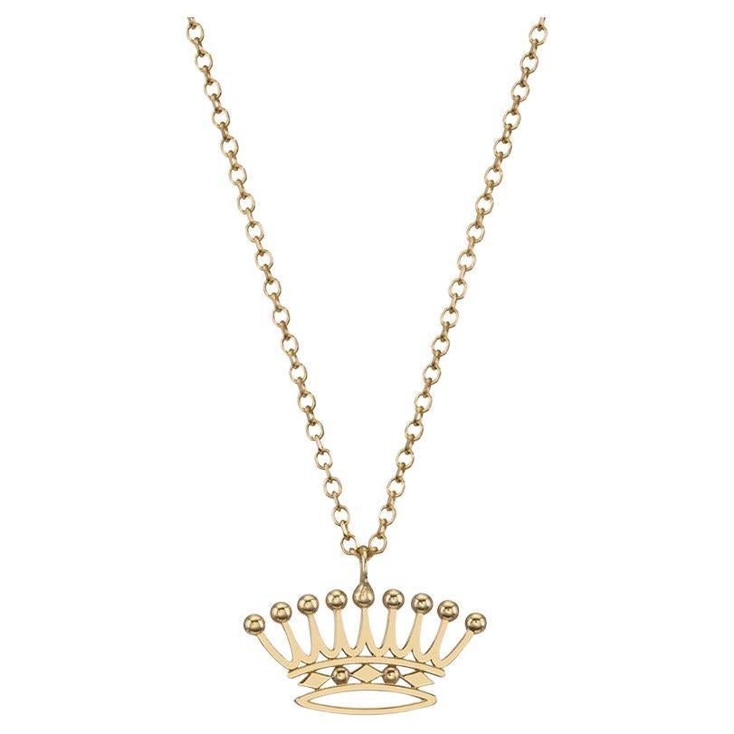 Crown Shape Pendant Necklace handcrafted in 14Kt Yellow Gold by Nicofilimon