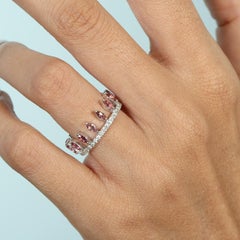 Crown Shaped Tourmaline & Diamond Ring Made In 14k White Gold