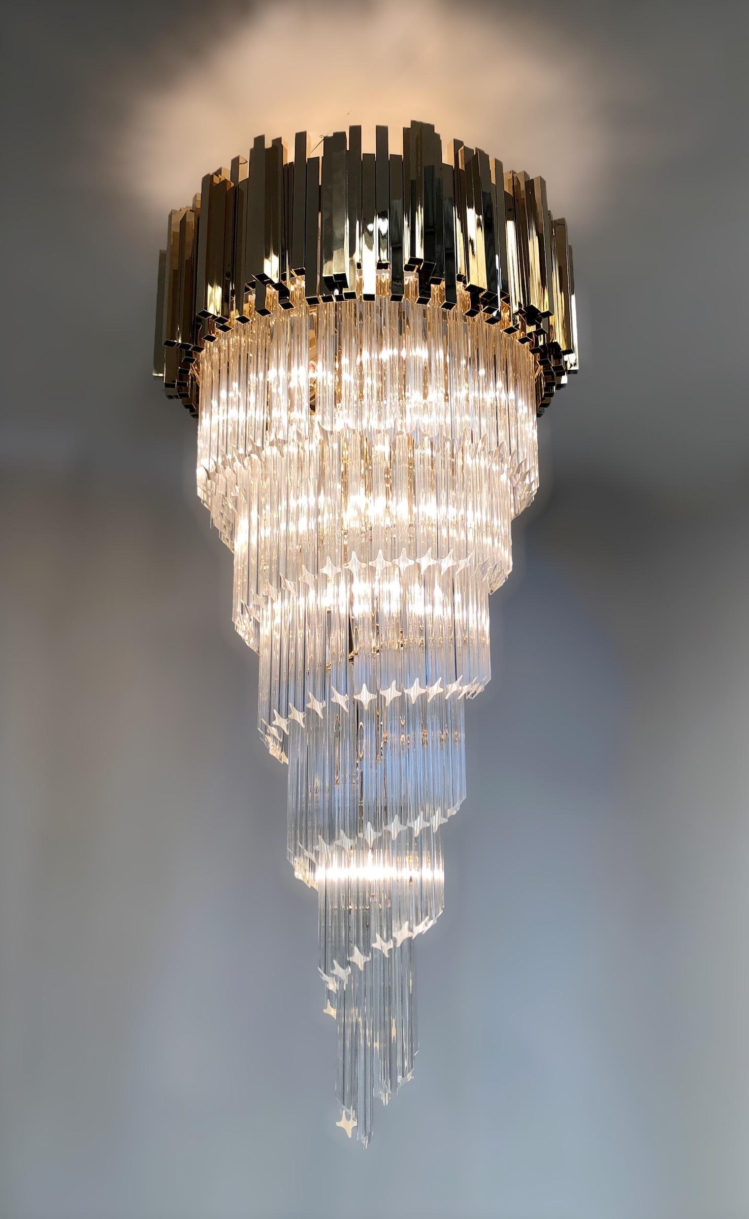 Murano Glass Crown Spiral Chandelier by Fabio Ltd For Sale