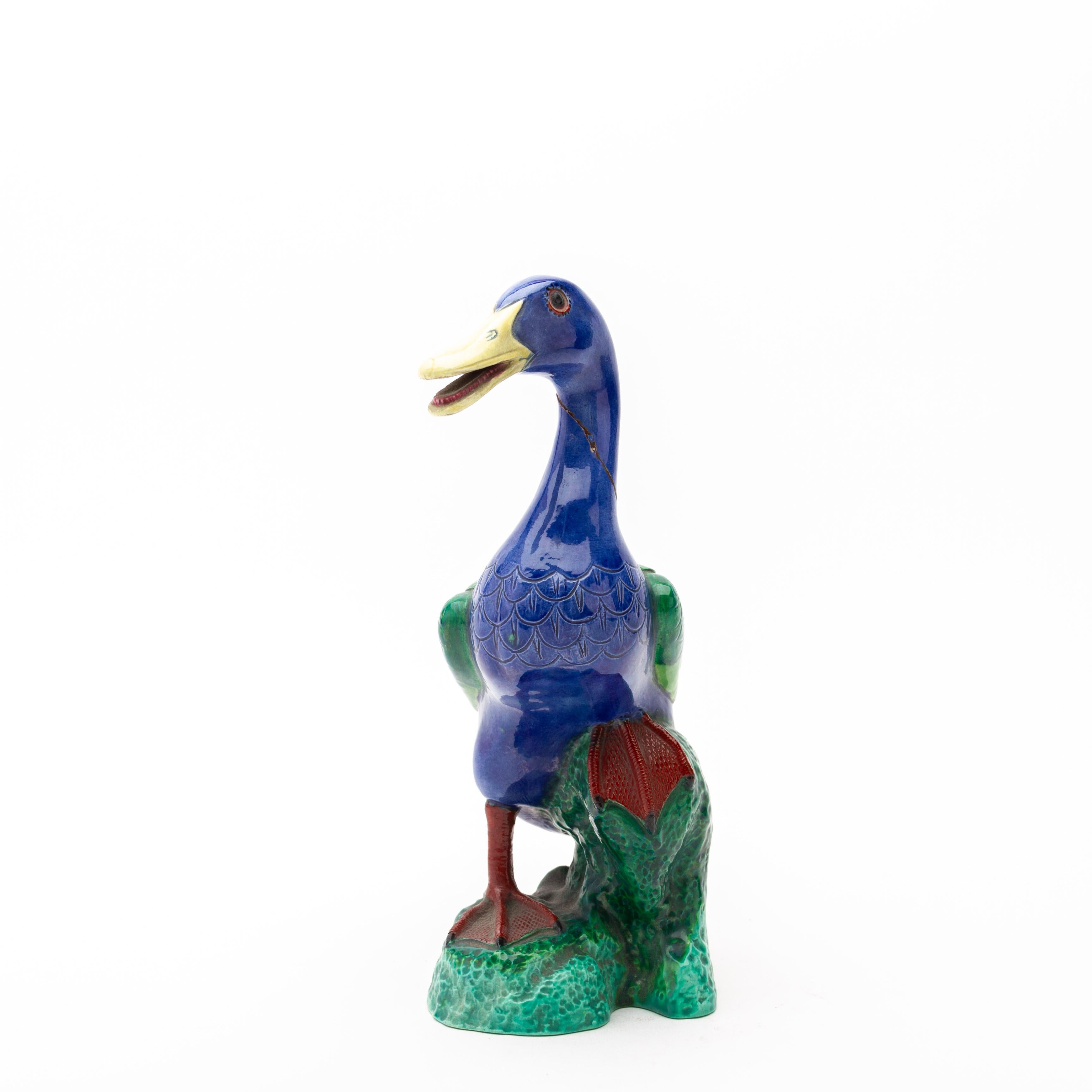 Crown Staffordshire Polychrome Porcelain Mallard Duck Early 20th Century For Sale 1