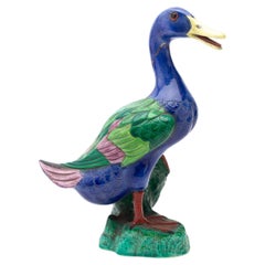 Crown Staffordshire Polychrome Porcelain Mallard Duck Early 20th Century