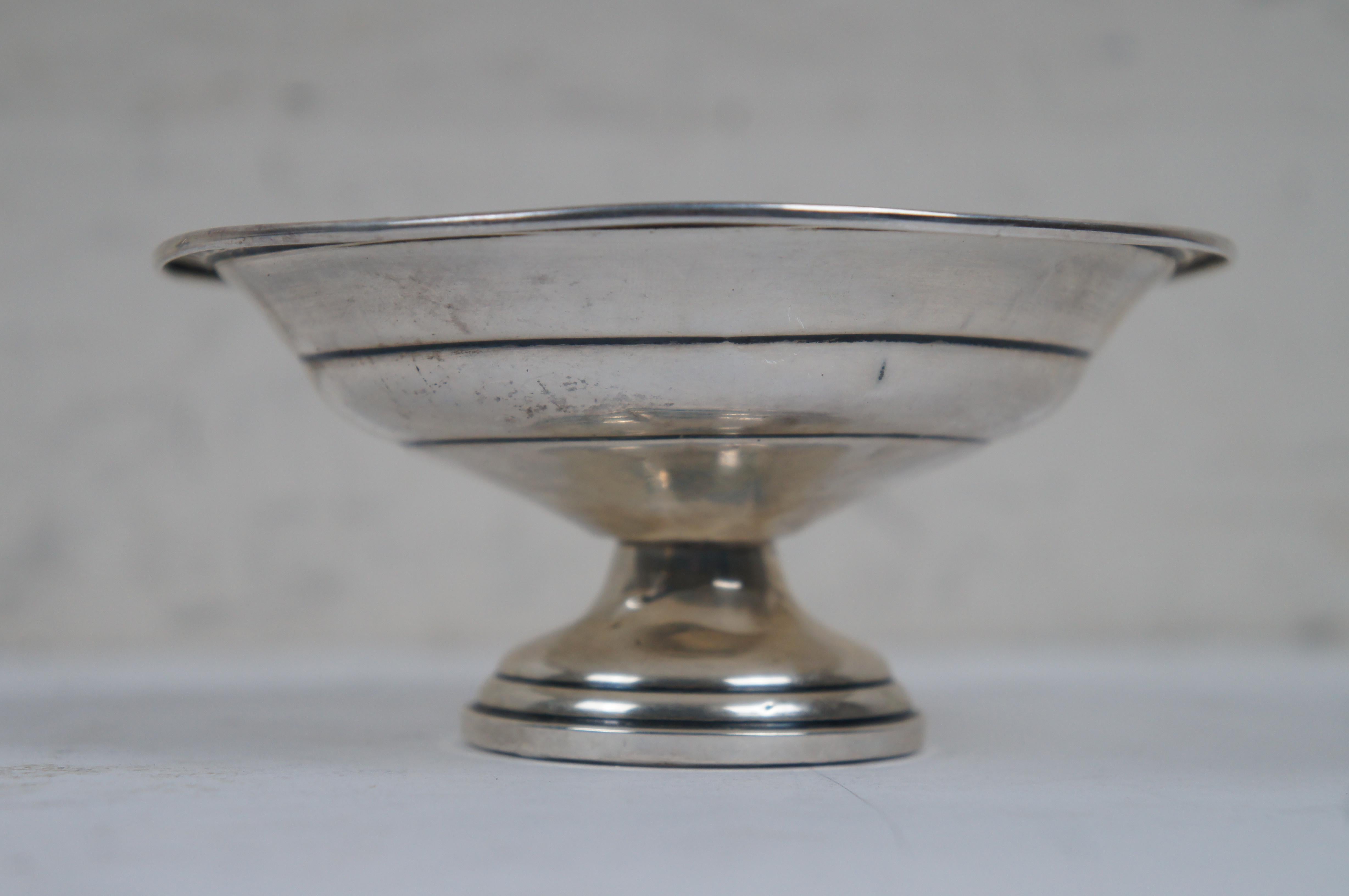 20th Century Crown Sterling Silver Footed Pedestal Compote Bon Dish & Salt Shaker 182g