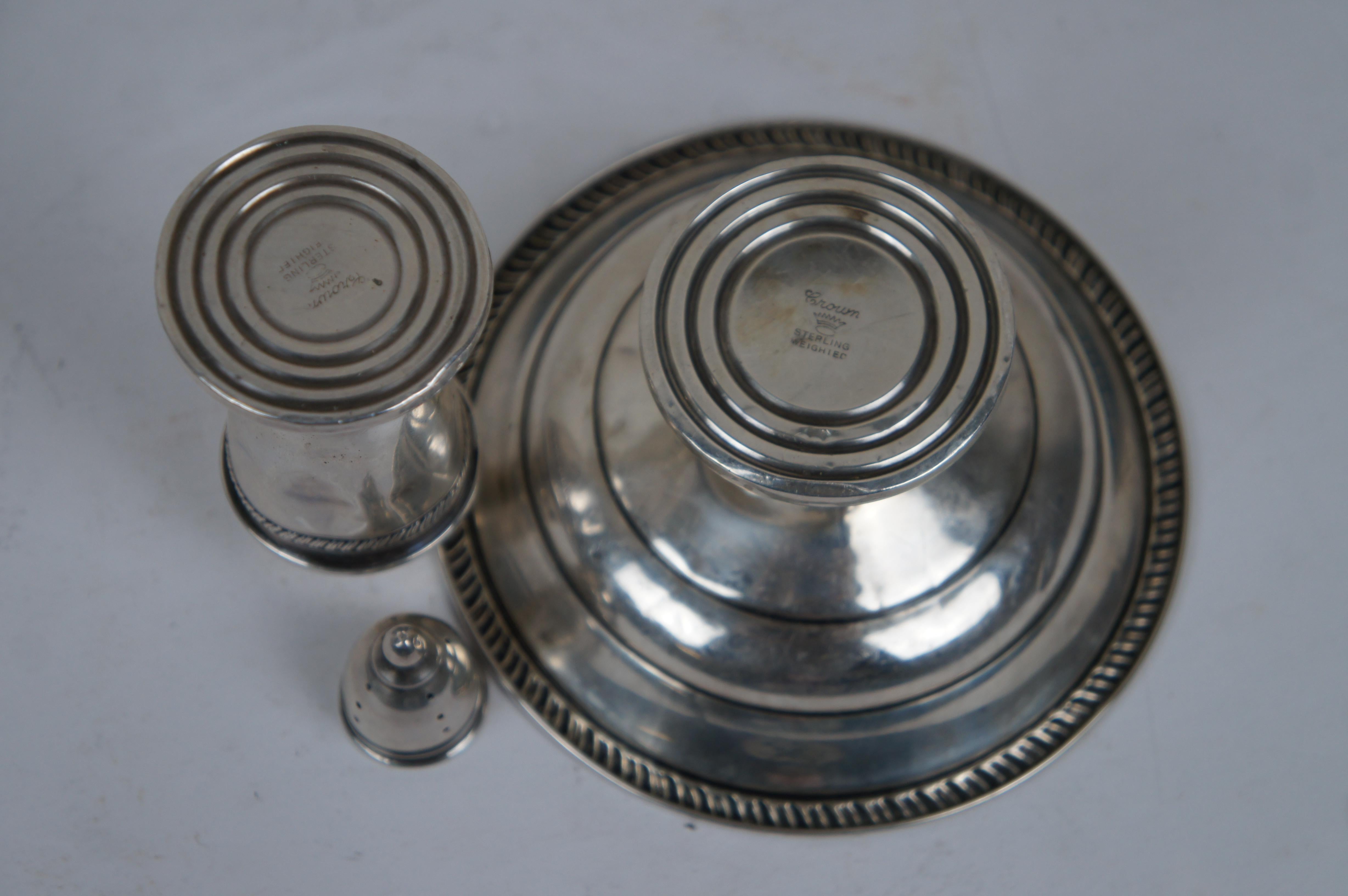 Crown Sterling Silver Footed Pedestal Compote Bon Dish & Salt Shaker 182g 1