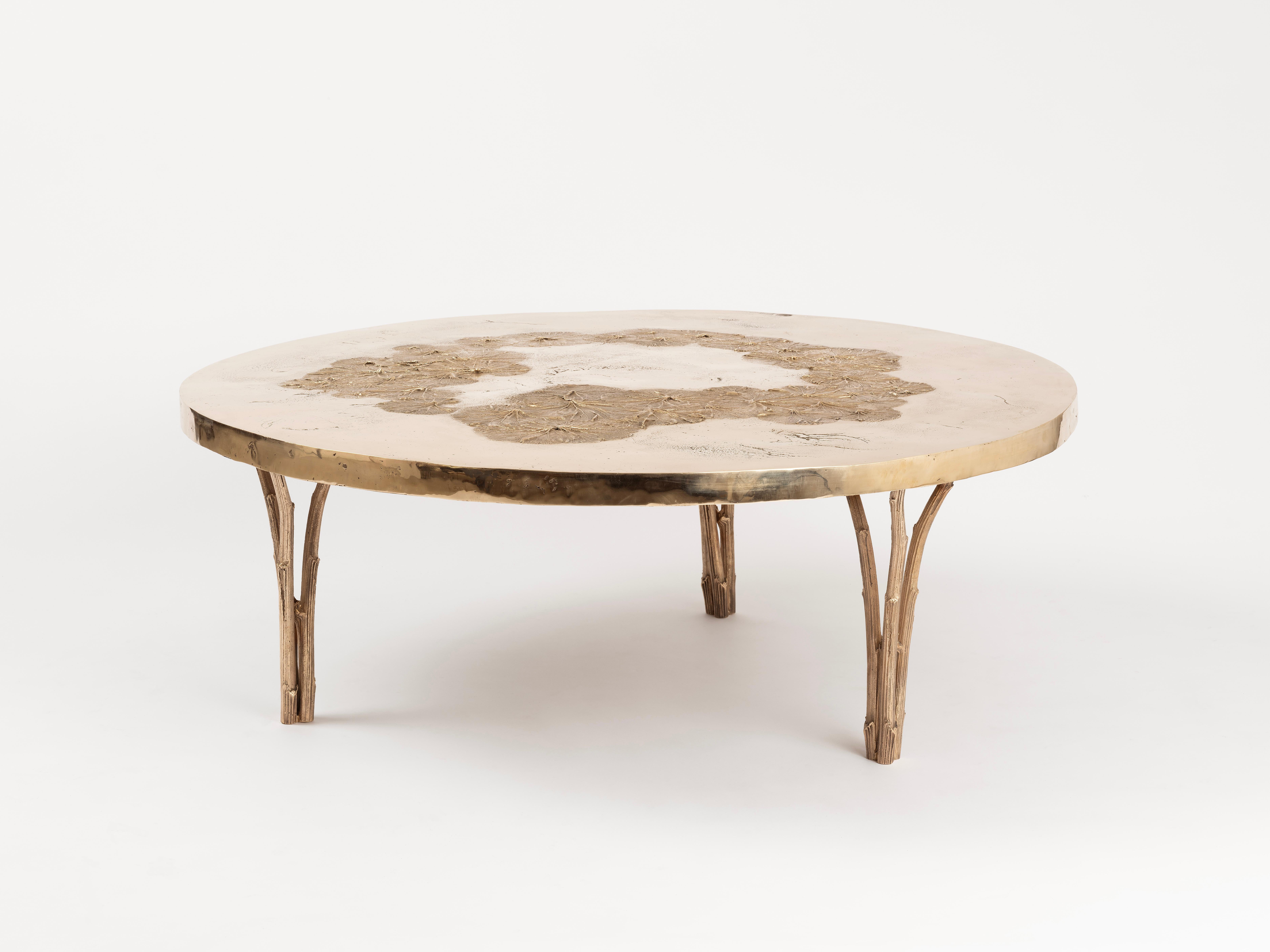 Italian Crown Table by Clotilde Ancarani - Handcrafted Cast Bronze For Sale