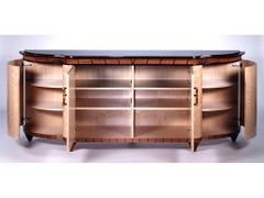 Crown Three Piece Buffet with Natural Birdseye Maple and Mahogany, Black granite