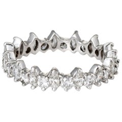 Crown Tiara Diamond Eternity Ring Vintage 18 Karat White Gold Estate Jewelry