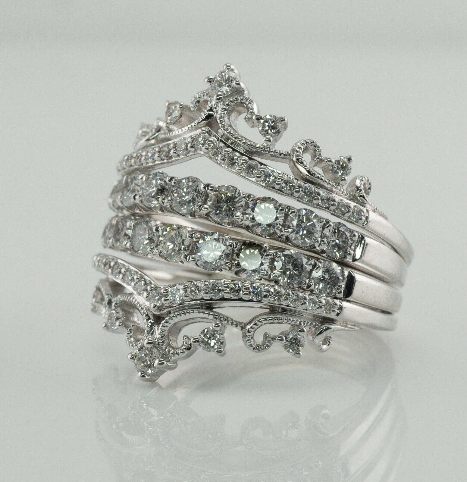 Crown Tiara Diamond Ring 14K White Gold FD 1.76 TDW For Sale 2