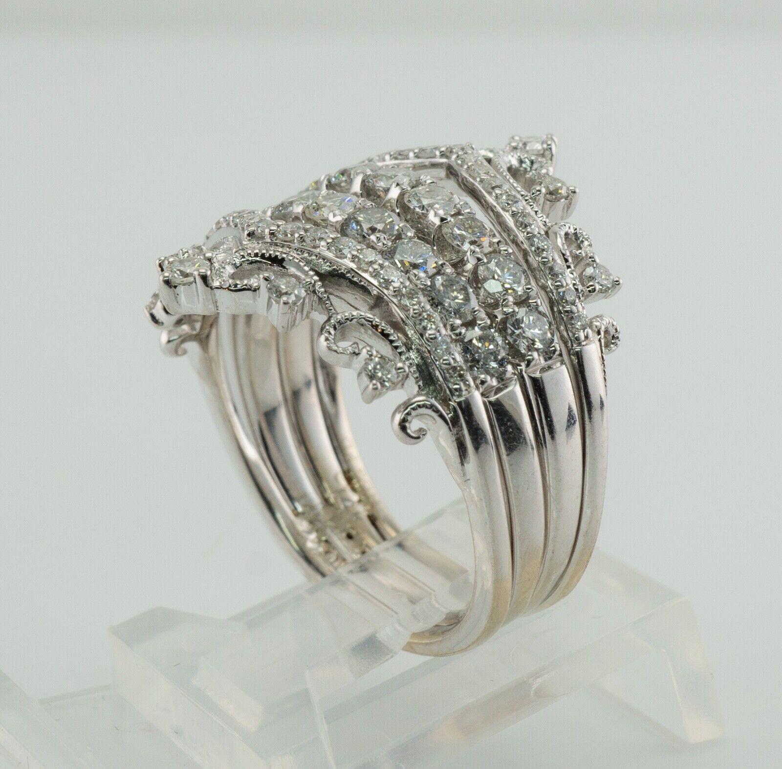 Crown Tiara Diamond Ring 14K White Gold FD 1.76 TDW For Sale 4