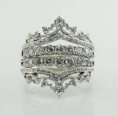 Crown Tiara Diamond Ring 14K White Gold FD 1.76 TDW
