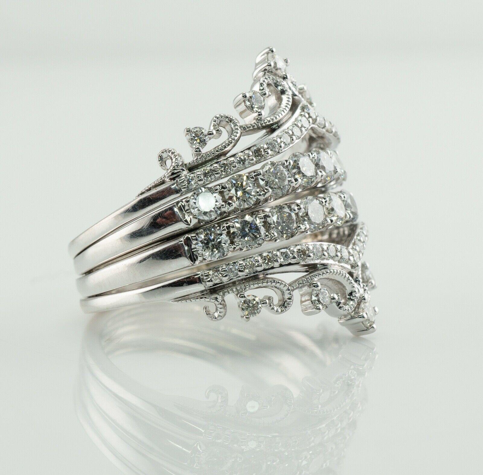 Crown Tiara Diamantring 14K Weißgold FD 1,76 TDW (Rundschliff) im Angebot