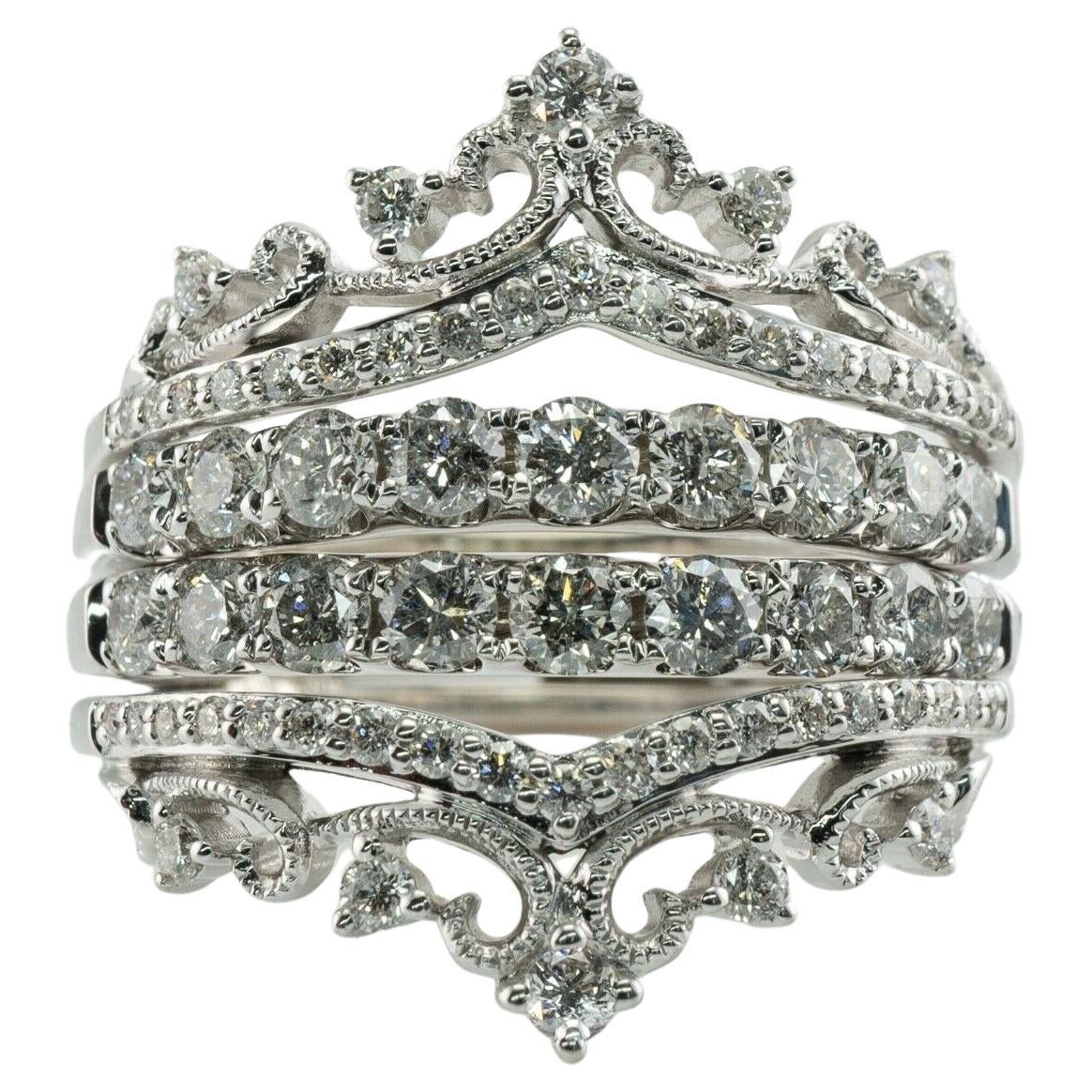 Anillo de diamantes «Crown Tiara» en oro blanco de 14K, FD 1,76 TDW