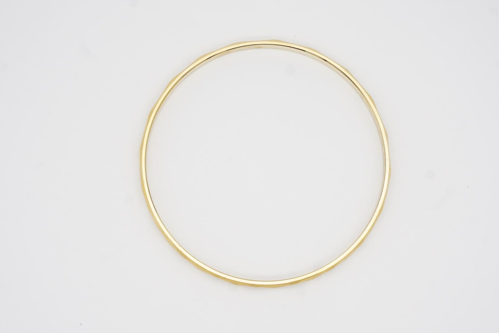 Crown Trifari 1950s Unisex Textured Check Modernist Cuff Gold Bangle Bracelet 6
