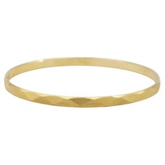 Crown Trifari 1950s Unisex Textured Check Modernist Cuff Gold Bangle Bracelet