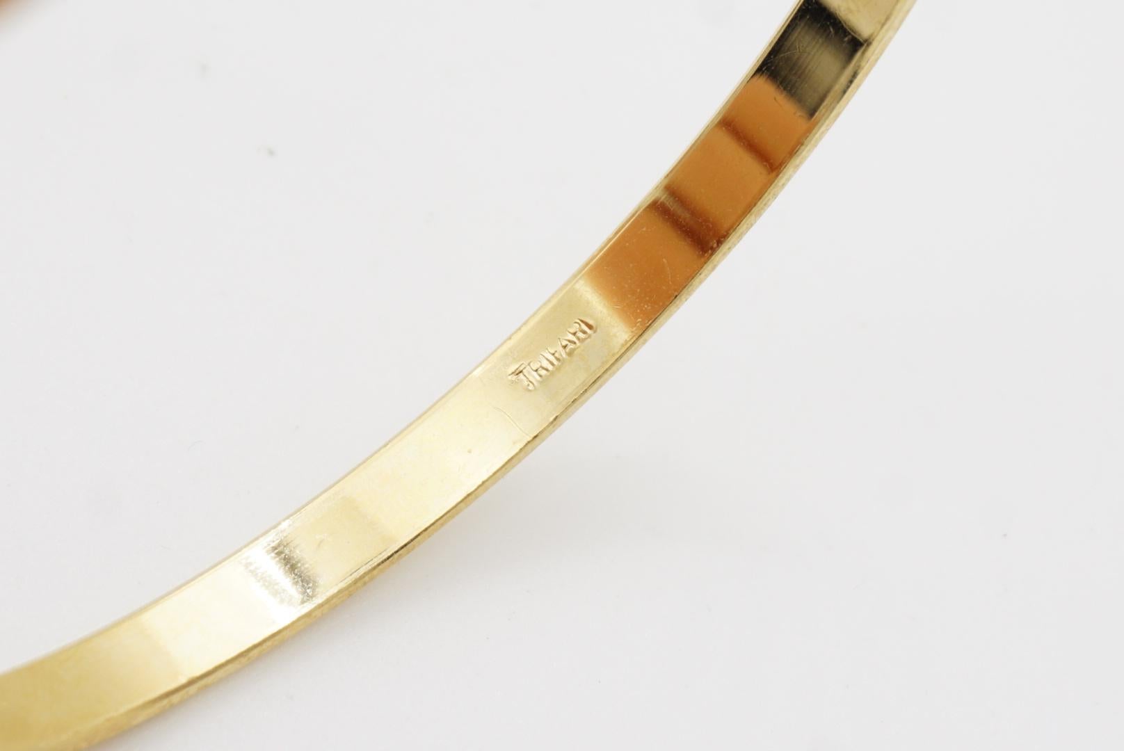 Crown Trifari 1950s Unisex Textured Check Modernist Cuff Gold Bangle Bracelet 5