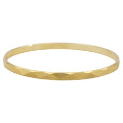 Crown Trifari 1950s Unisex Textured Check Modernist Cuff Gold Bangle Bracelet