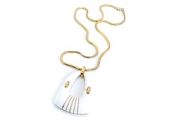 Crown Trifari 1960s White Pendant Necklace