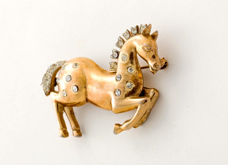 Crown Trifari Alfred Philippe Horse Brooch In Good Condition For Sale In New York, NY