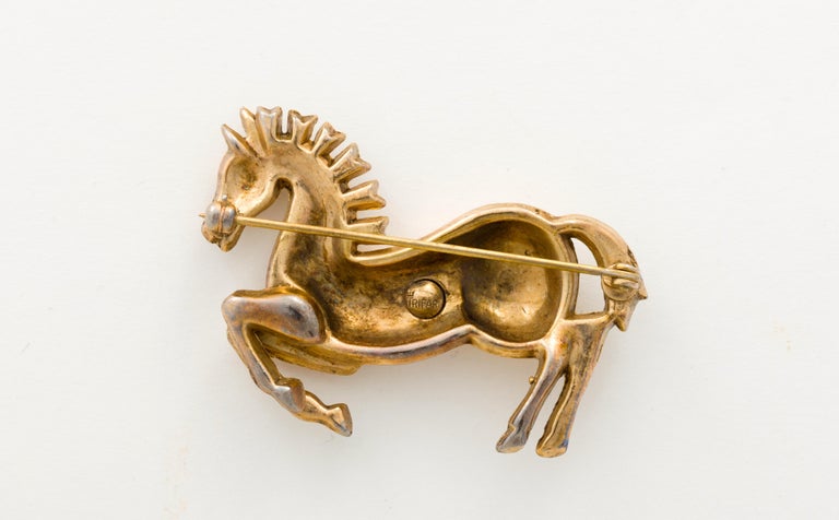 Women's or Men's Crown Trifari Alfred Philippe Horse Brooch For Sale