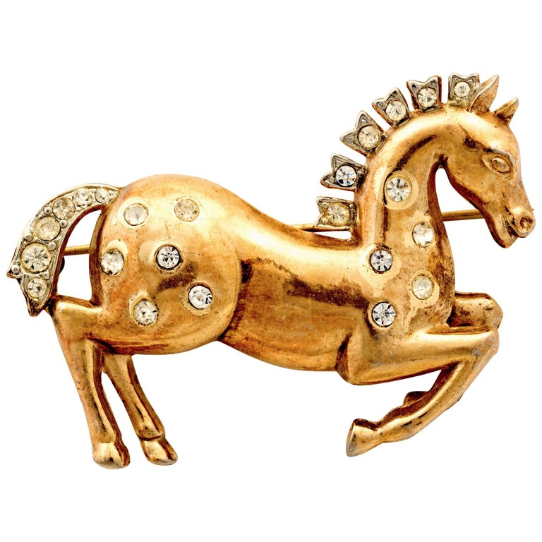 Crown Trifari Alfred Philippe Horse Brooch For Sale