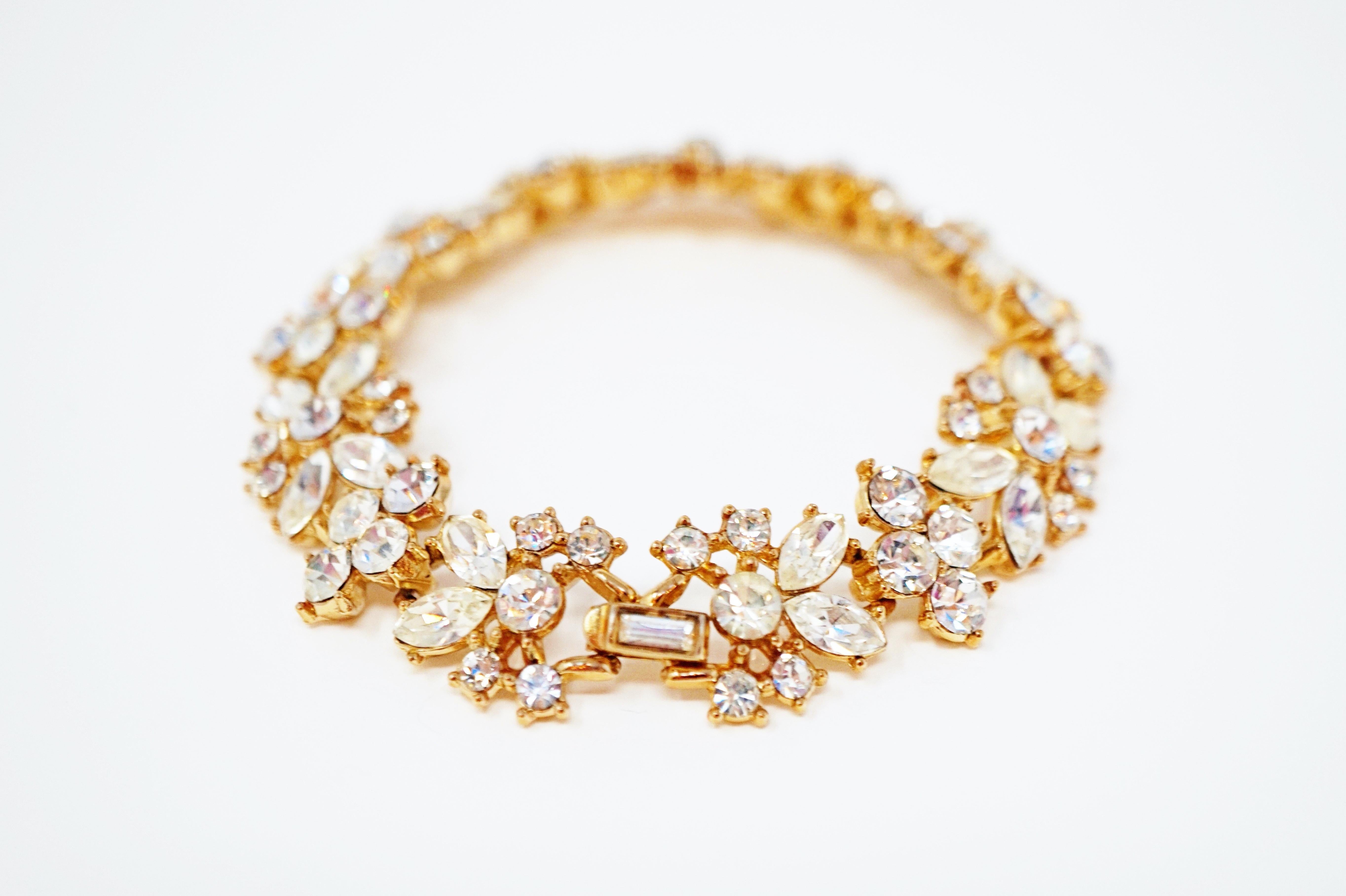Crown Trifari Crystal Demi-Parure Bracelet and Earring Set, Signed, circa 1950 3
