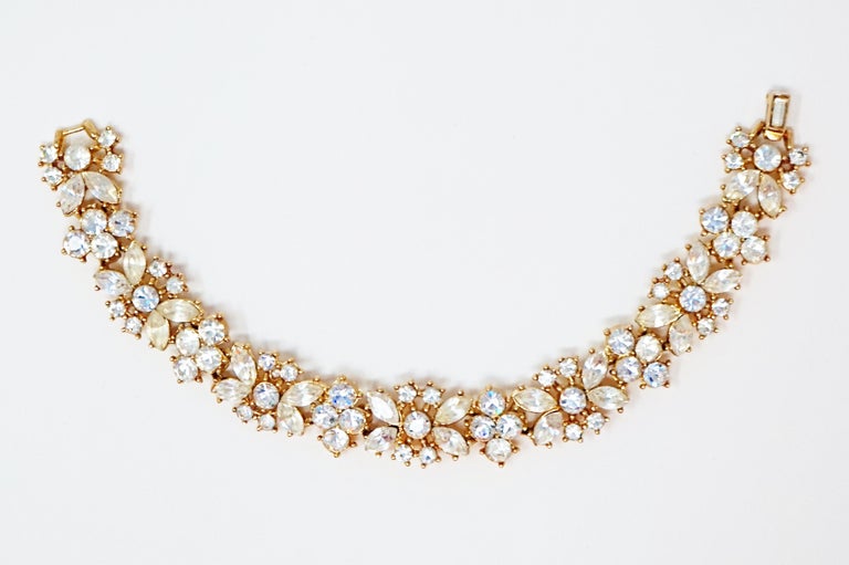 Crown Trifari Crystal Demi-Parure Bracelet and Earring Set, Signed ...