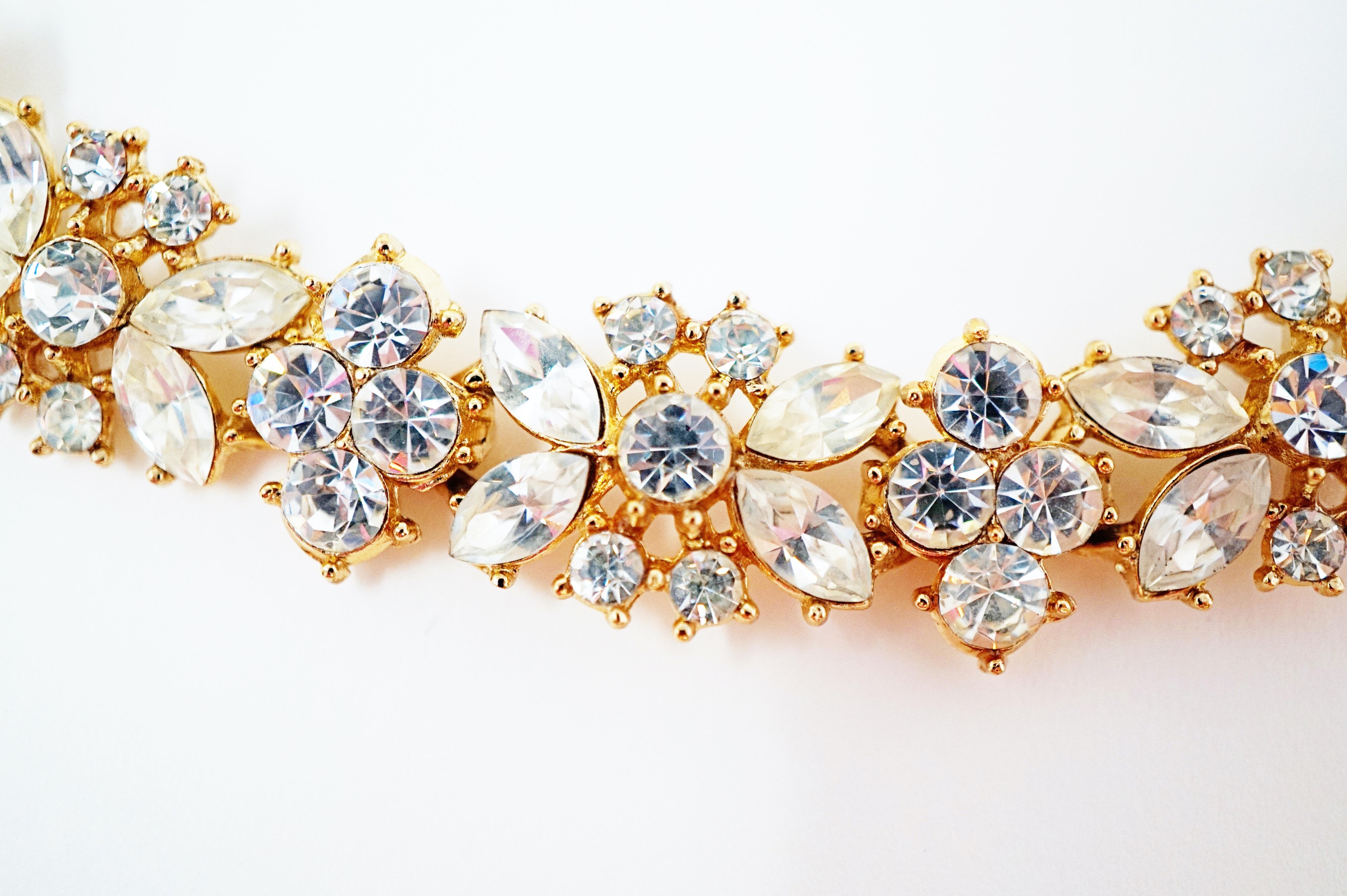 Women's Crown Trifari Crystal Demi-Parure Bracelet and Earring Set, Signed, circa 1950