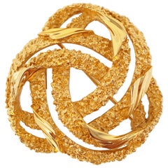 Crown Trifari Gilded Abstract Brutalist Textured Brooch, circa 1960s