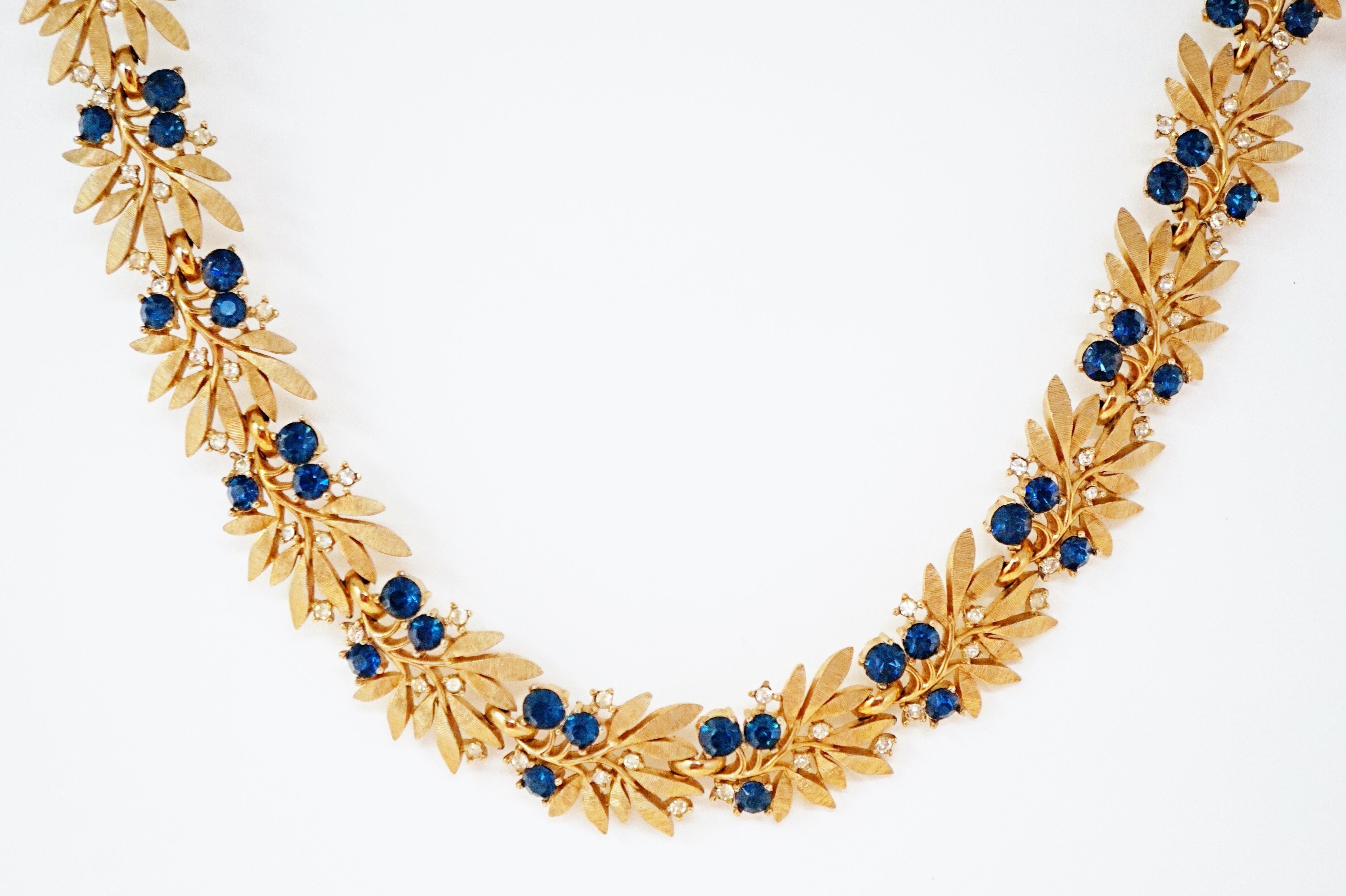 Crown Trifari Gilded Choker Necklace with Rhinestones, Signed, circa 1955 5