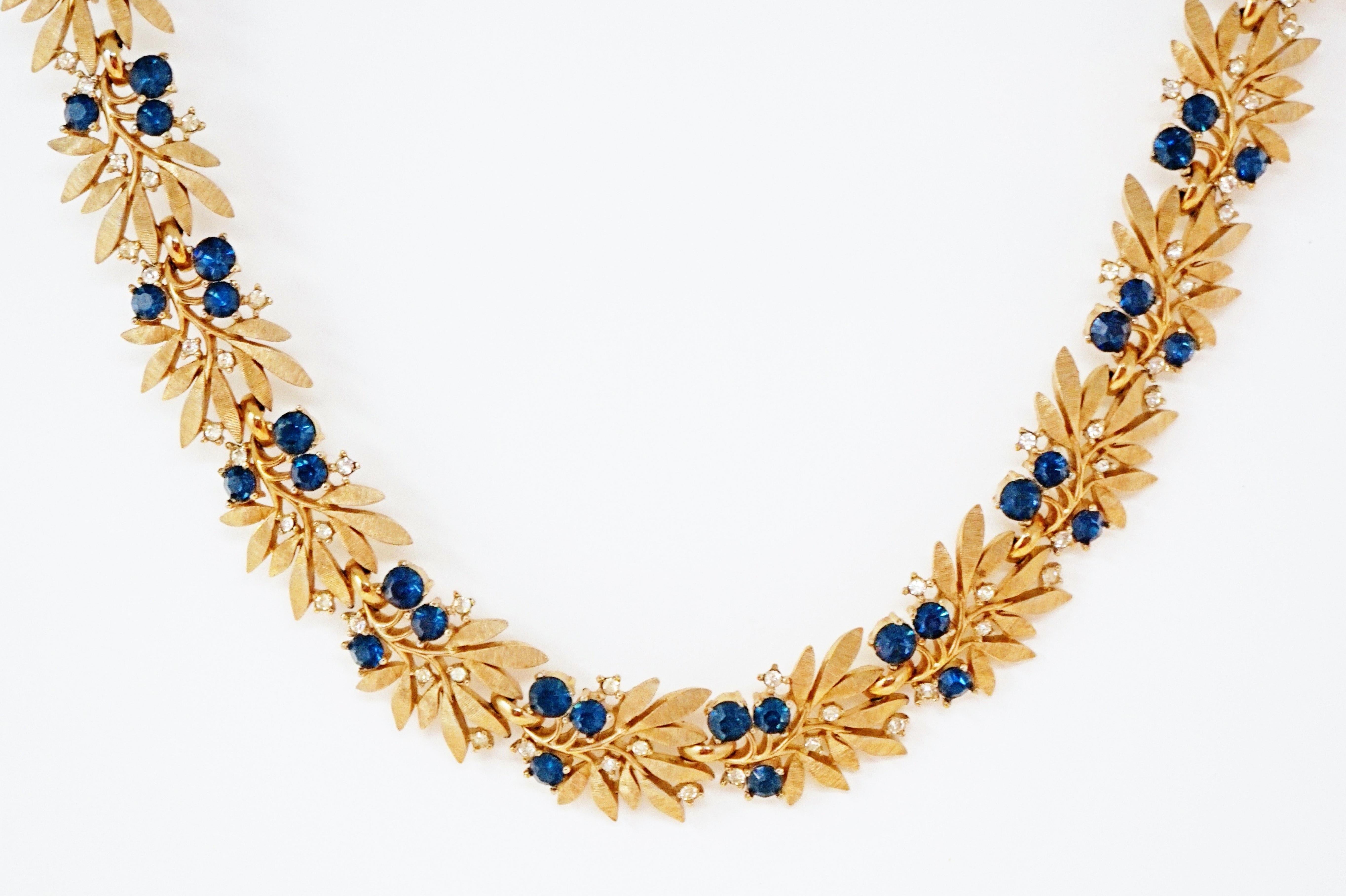 Crown Trifari Gilded Choker Necklace with Rhinestones, Signed, circa 1955 6