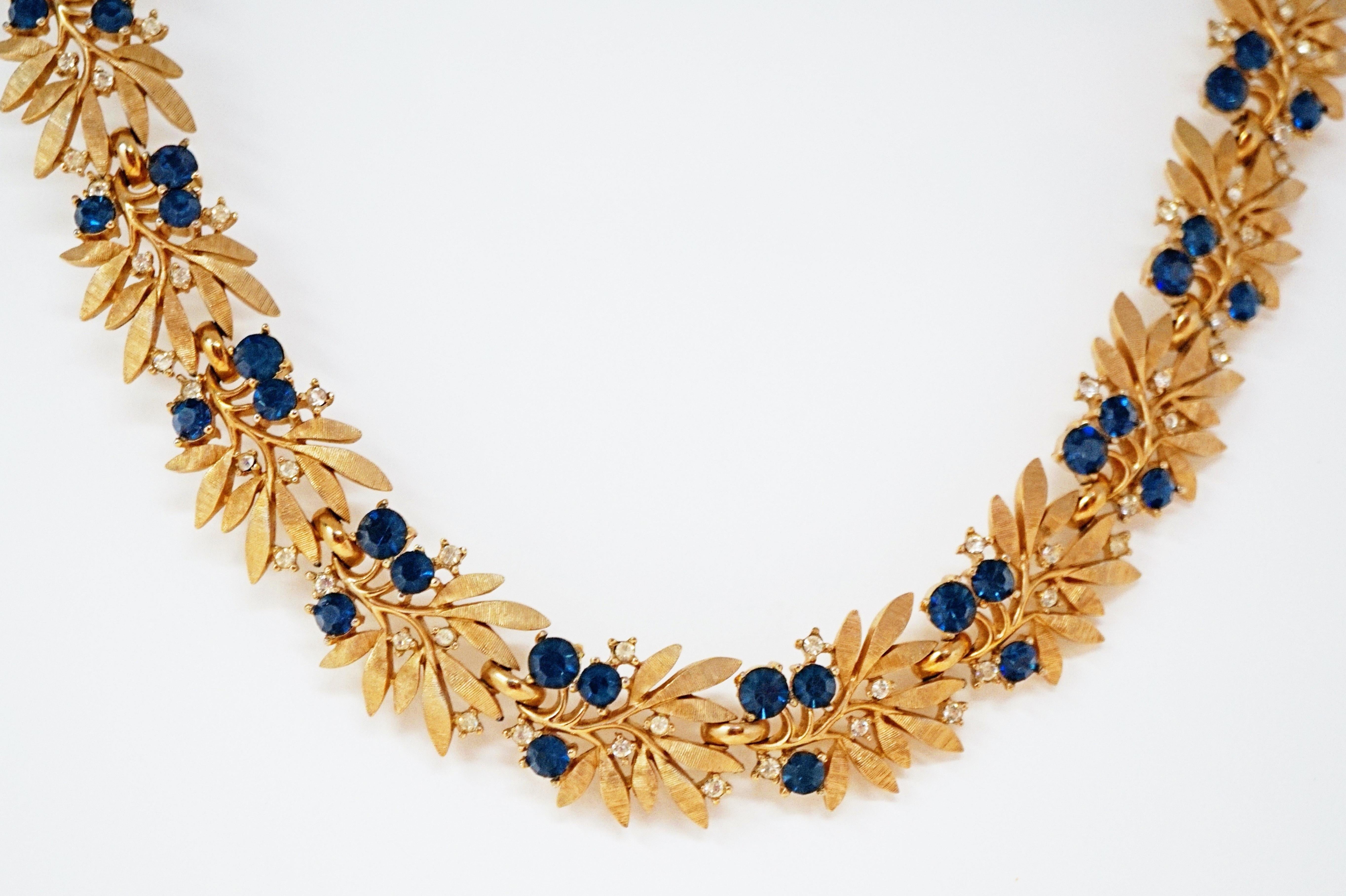 Crown Trifari Gilded Choker Necklace with Rhinestones, Signed, circa 1955 7