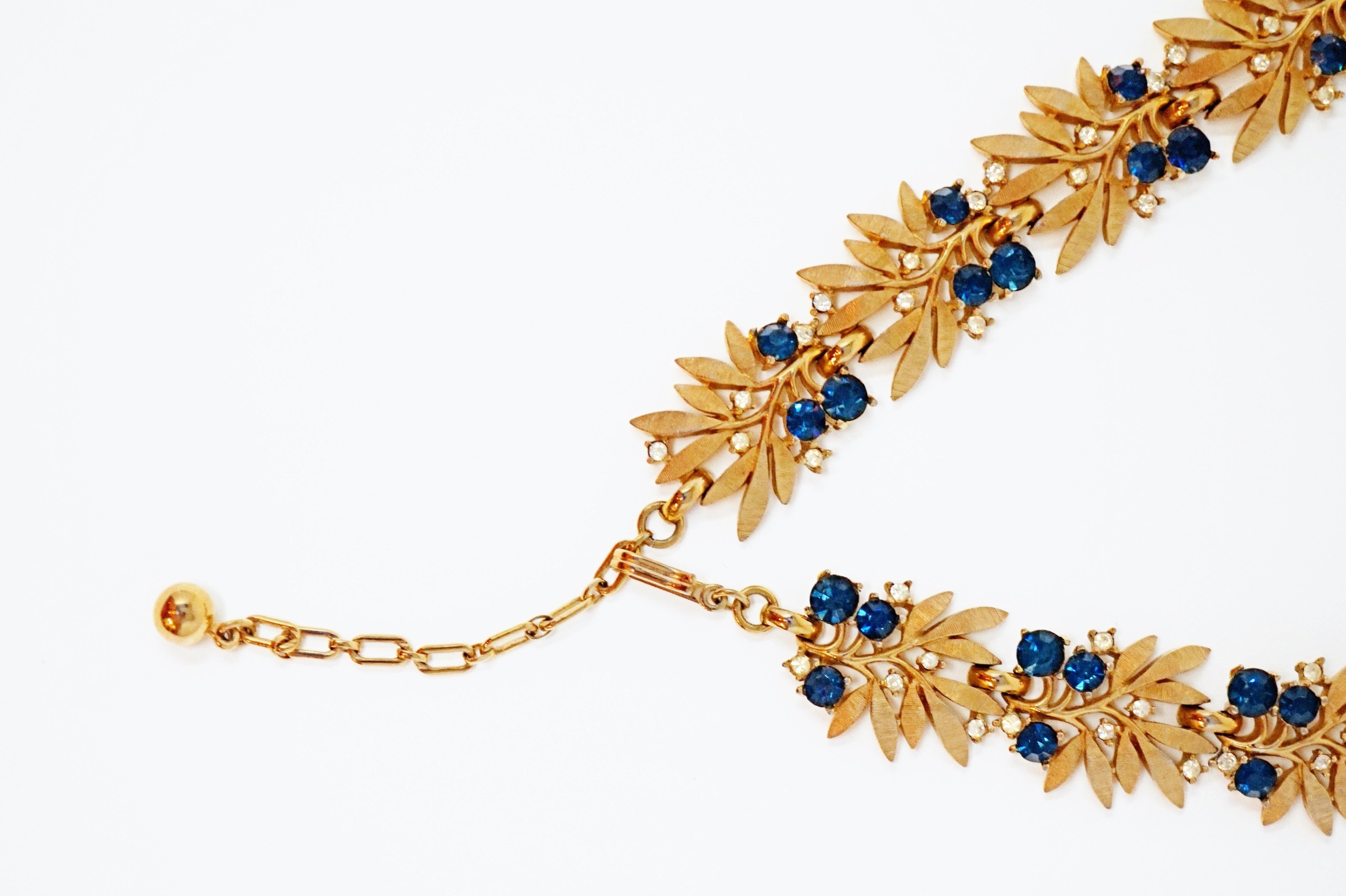 Crown Trifari Gilded Choker Necklace with Rhinestones, Signed, circa 1955 2