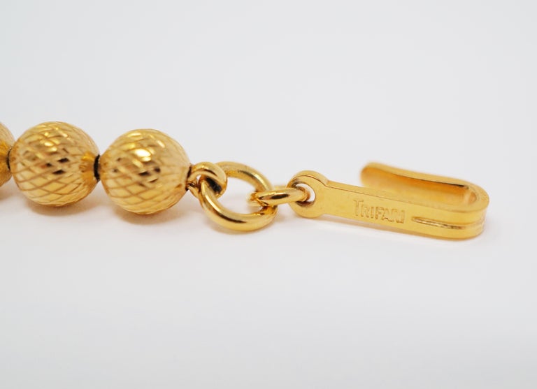 Crown Trifari Gold Bead Choker Necklace, circa 1955, Signed at 1stDibs