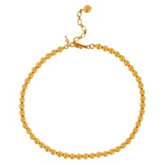 Vintage Crown Trifari Gold Bead Choker Necklace, circa 1955, Signed