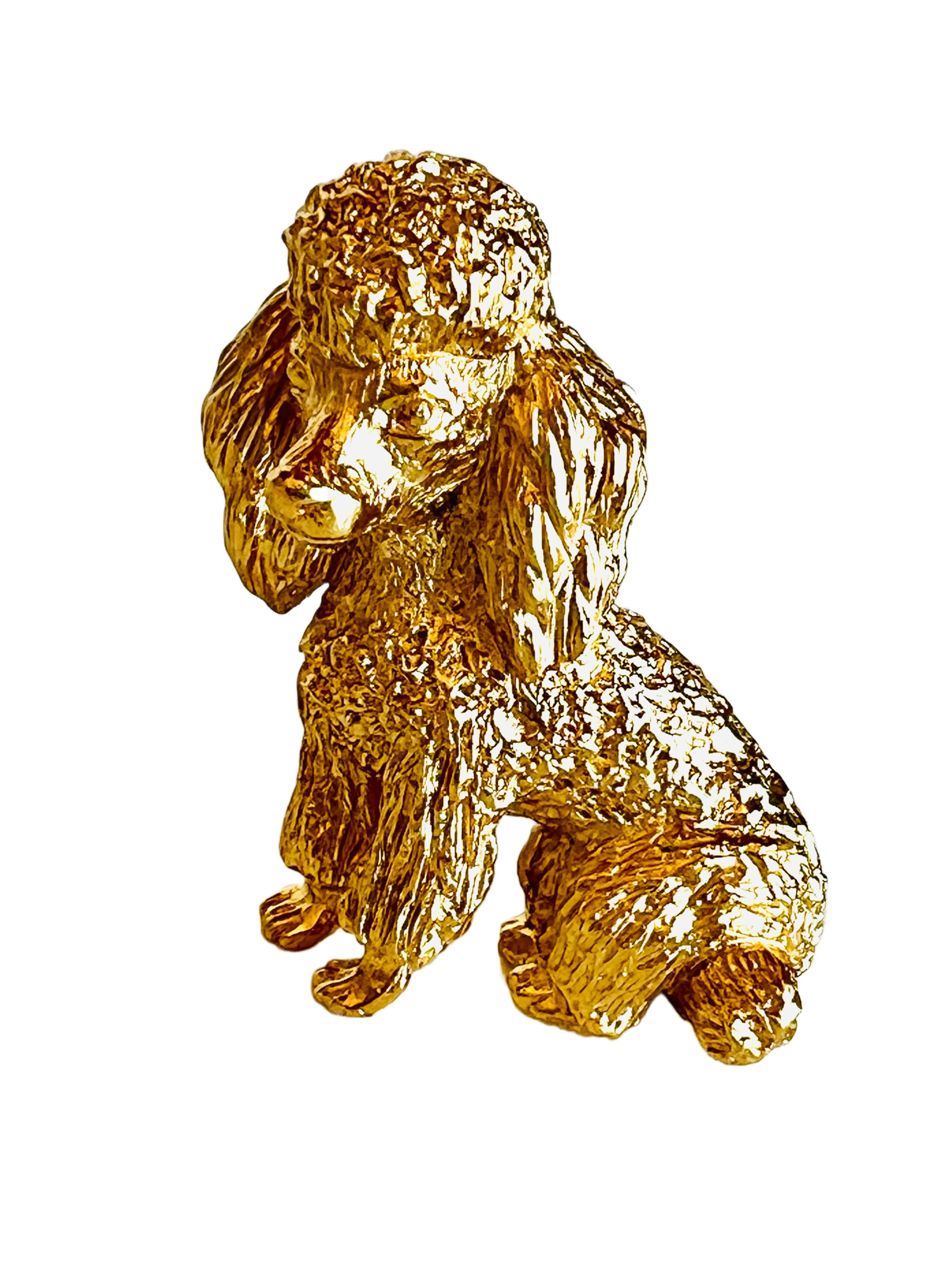 Crown Trifari Or Caniche Broche Chien Broche Bon état à Sausalito, CA