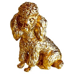 Vintage Crown Trifari Gold Poodle Dog Brooch Pin