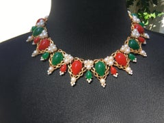 Crown Trifari Kashmir “Jewels of India” 1960's Collar Necklace