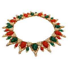 Crown Trifari Kashmir “Jewels of India” 1960's Collar Necklace 