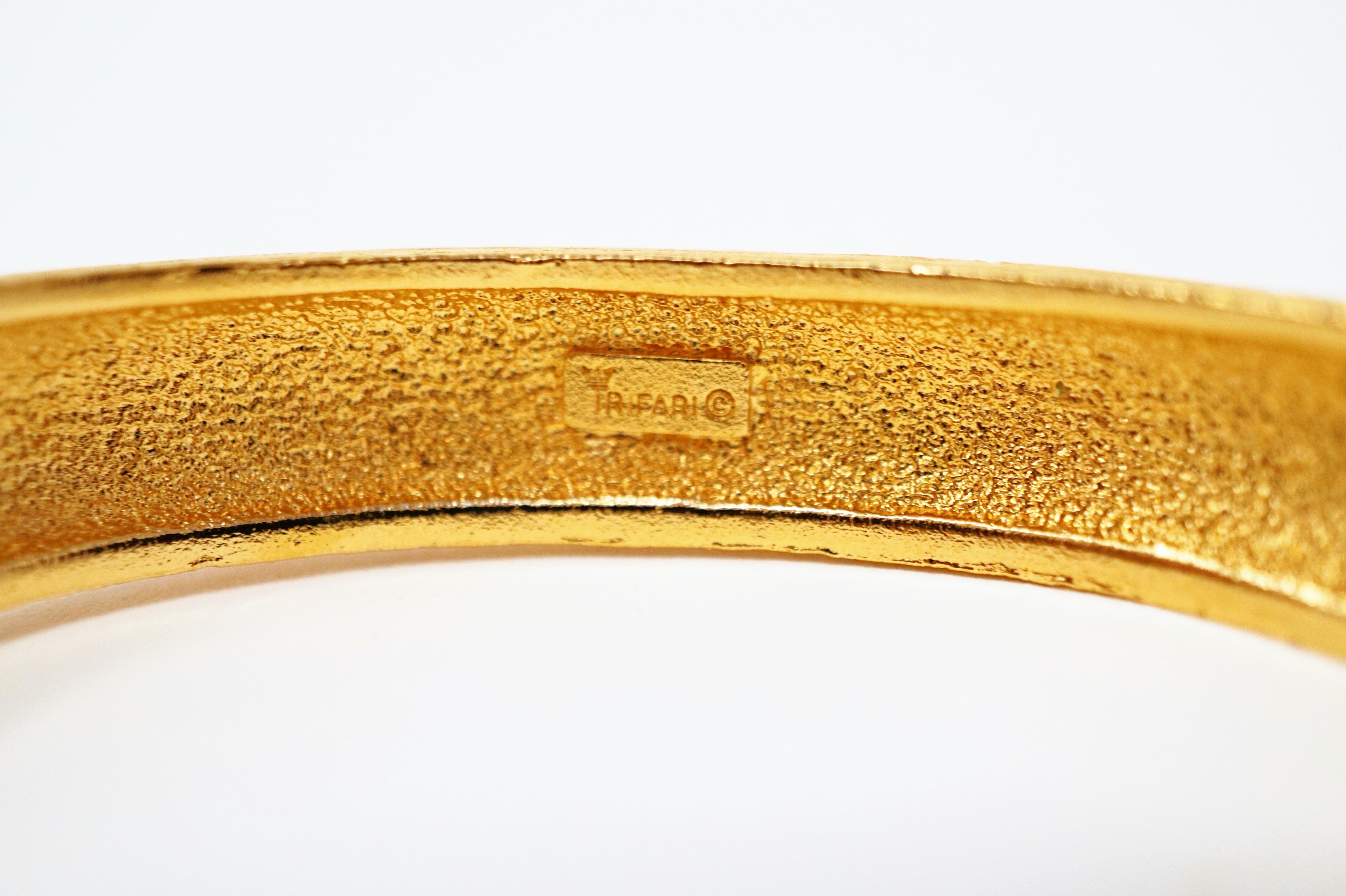 Women's Crown Trifari Mod Gilded Bangle Bracelet with Resin Detail, circa 1960s 