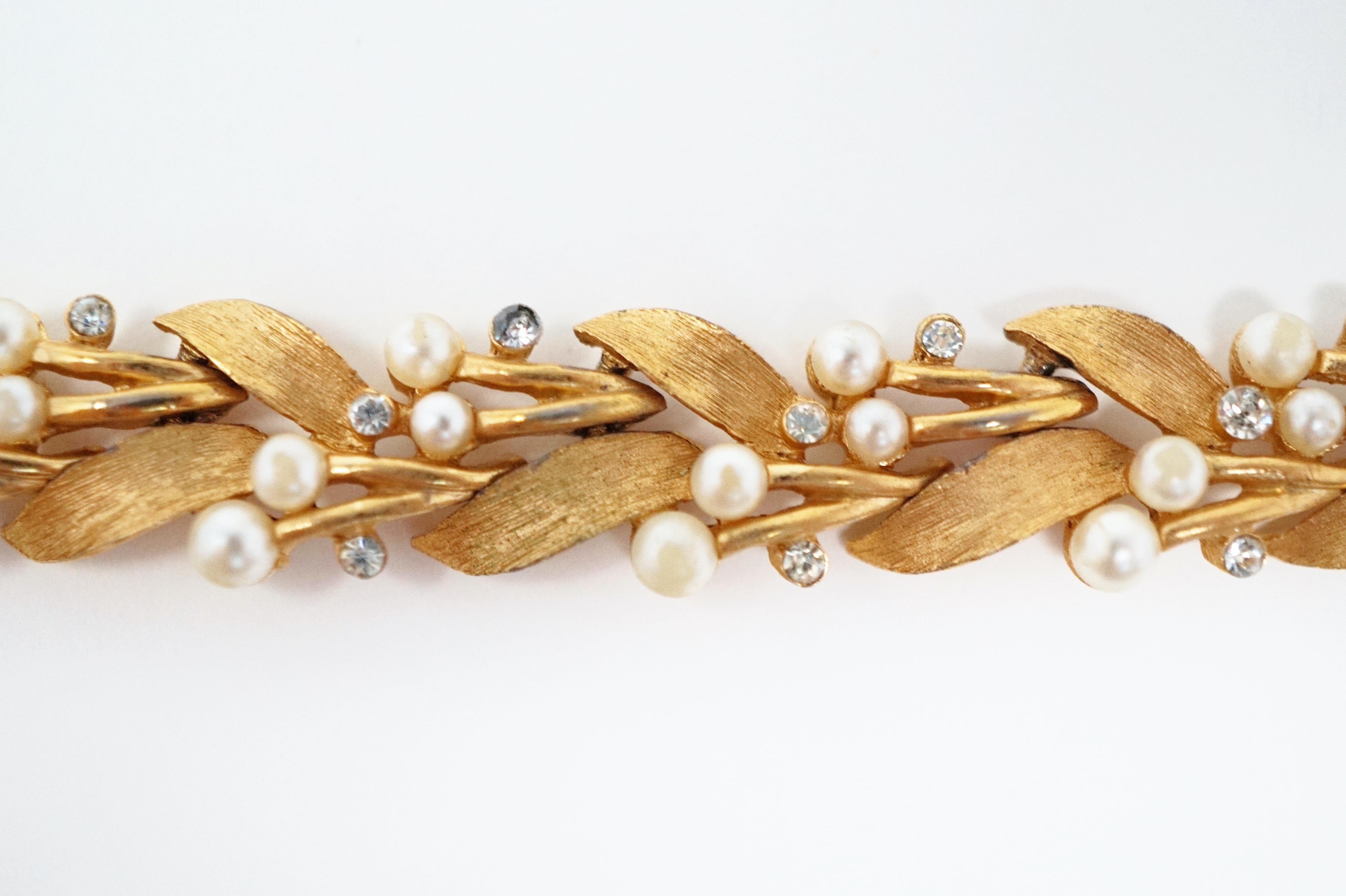 Crown Trifari Pearl and Crystal Necklace and Brooch Demi-Parure, circa 1950s 4