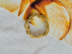 Crown Trifari Vintage 1950s Brushed Leaf Floral Laurel Openwork Gold Bracelet